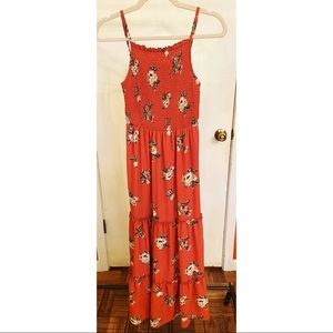 Small Orange/Bright Coral floral boho dress